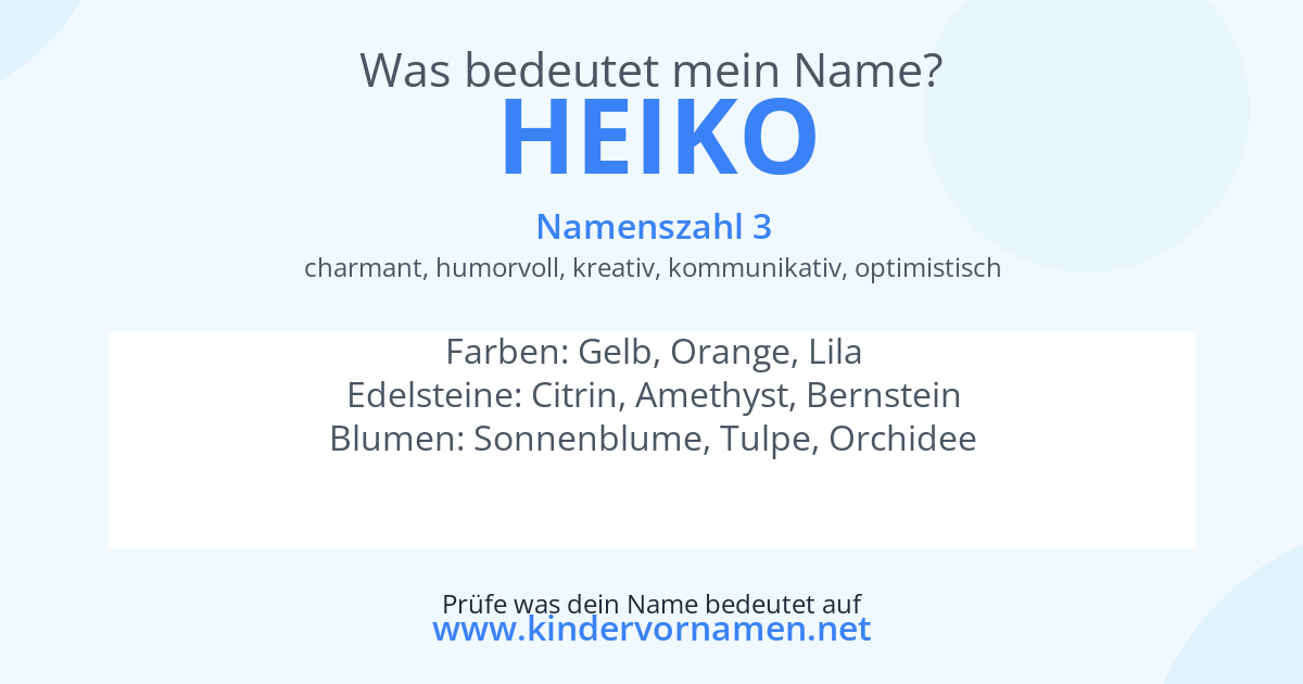 Was bedeutet der Name Heiko?