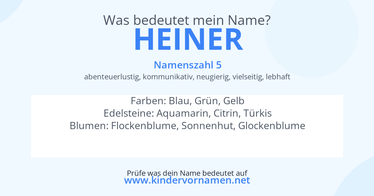 Was bedeutet der Name Heiner?