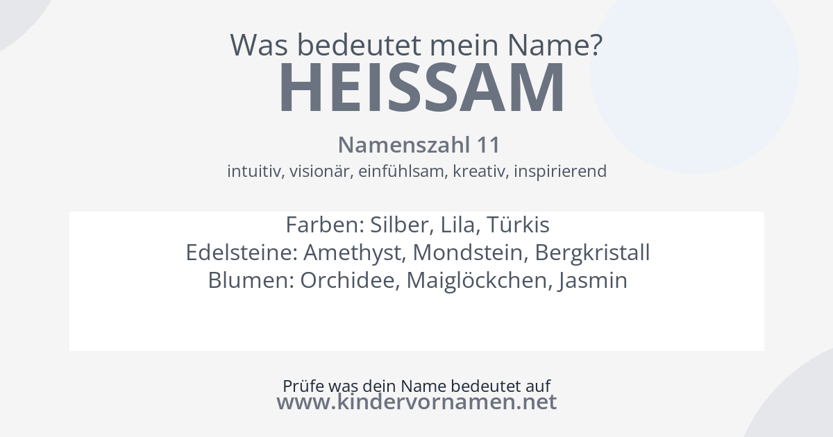Was bedeutet der Name Heissam?