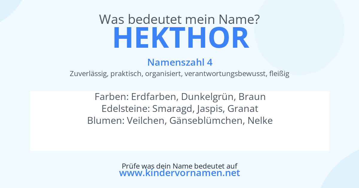 Was bedeutet der Name Hekthor?
