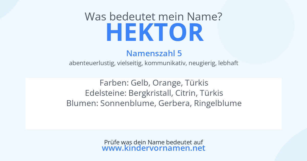 Was bedeutet der Name Hektor?