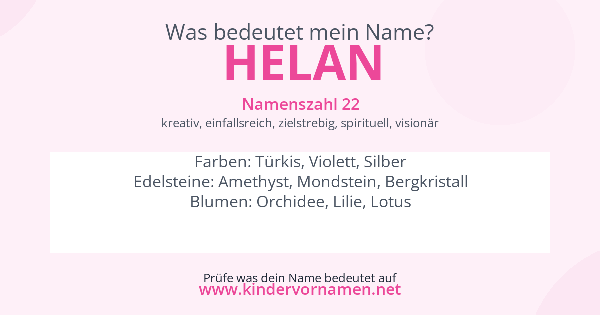 Was bedeutet der Name Helan?