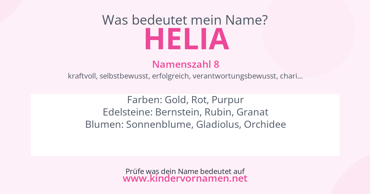 Was bedeutet der Name Helia?