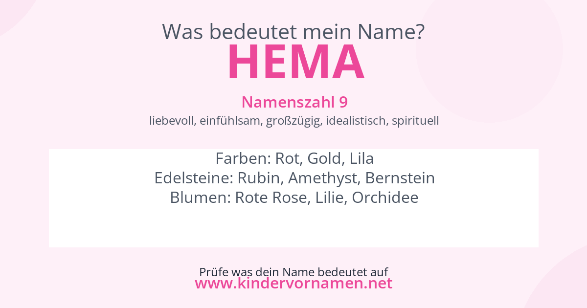 Was bedeutet der Name Hema?