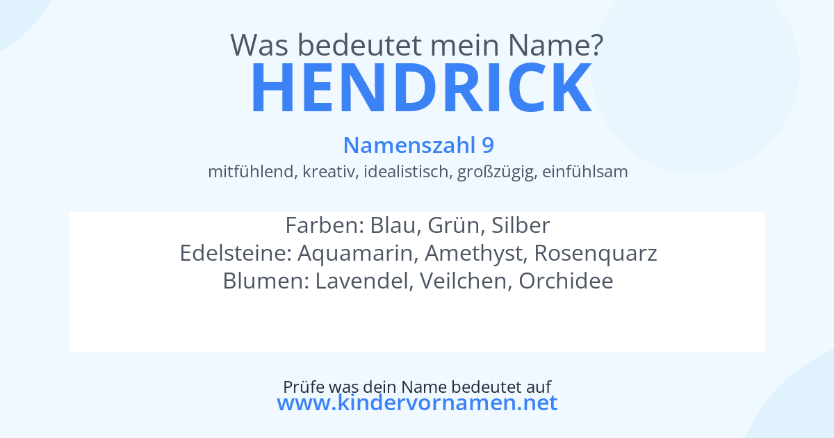 Was bedeutet der Name Hendrick?