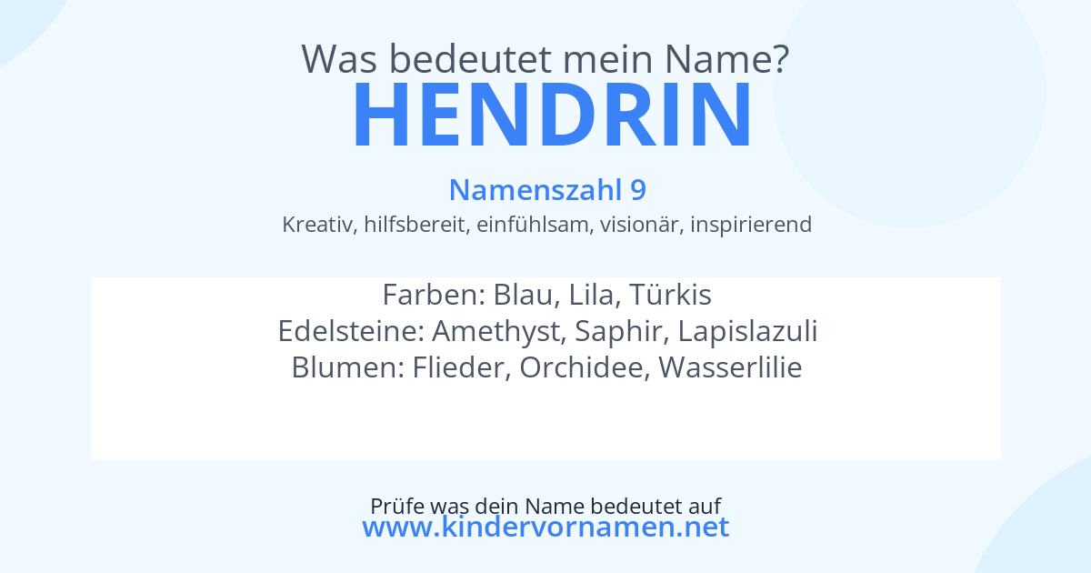 Was bedeutet der Name Hendrin?