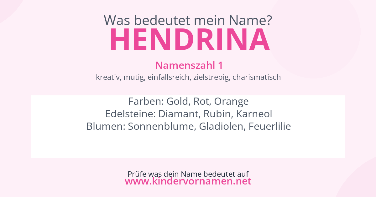 Was bedeutet der Name Hendrina?