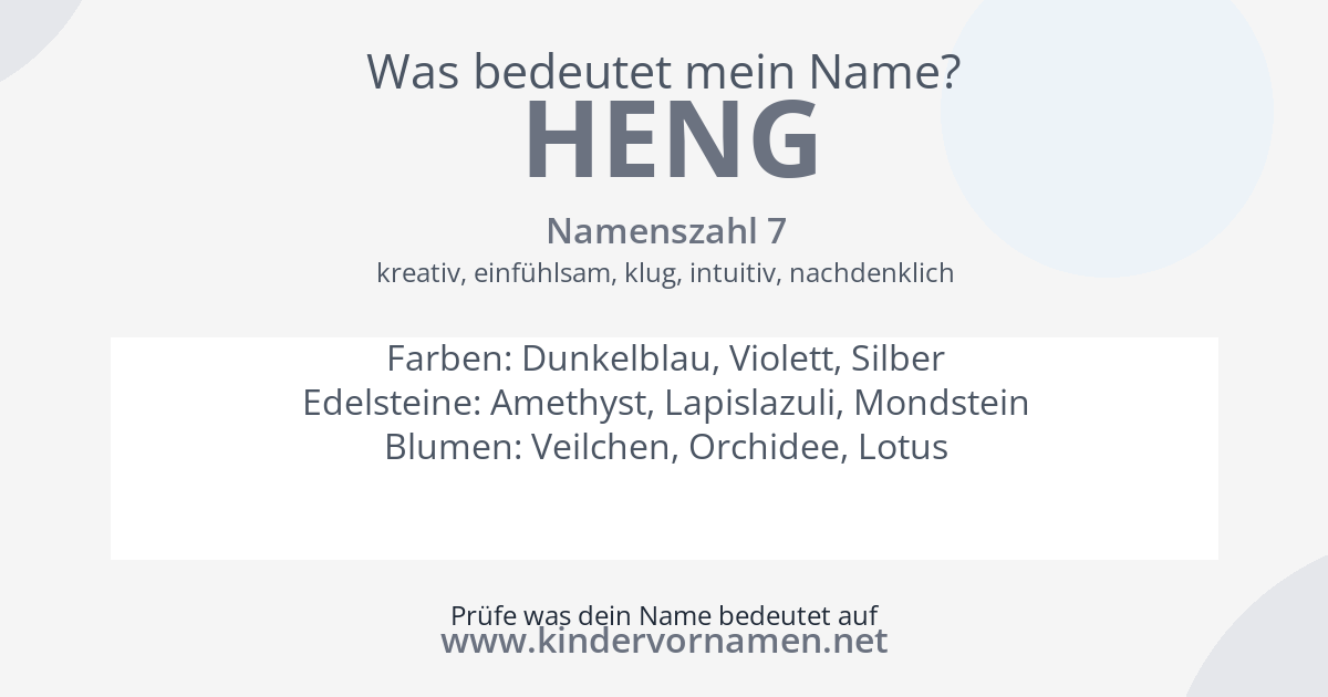 Was bedeutet der Name Heng?
