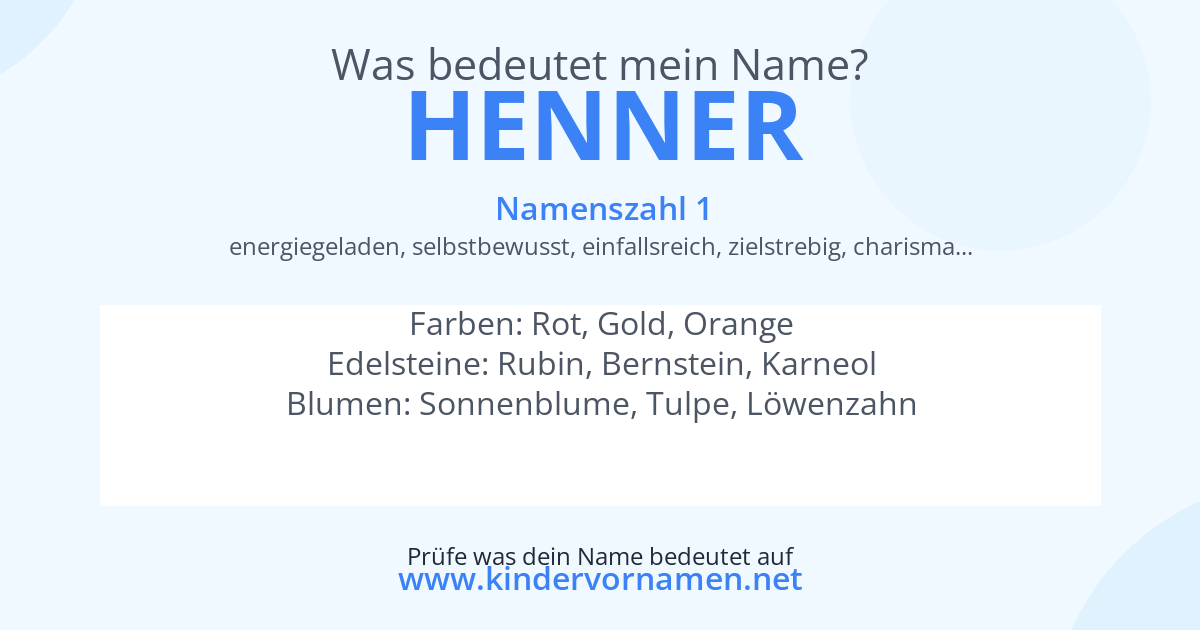 Was bedeutet der Name Henner?