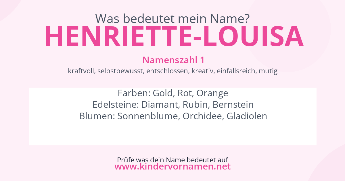 Was bedeutet der Name Henriette-Louisa?