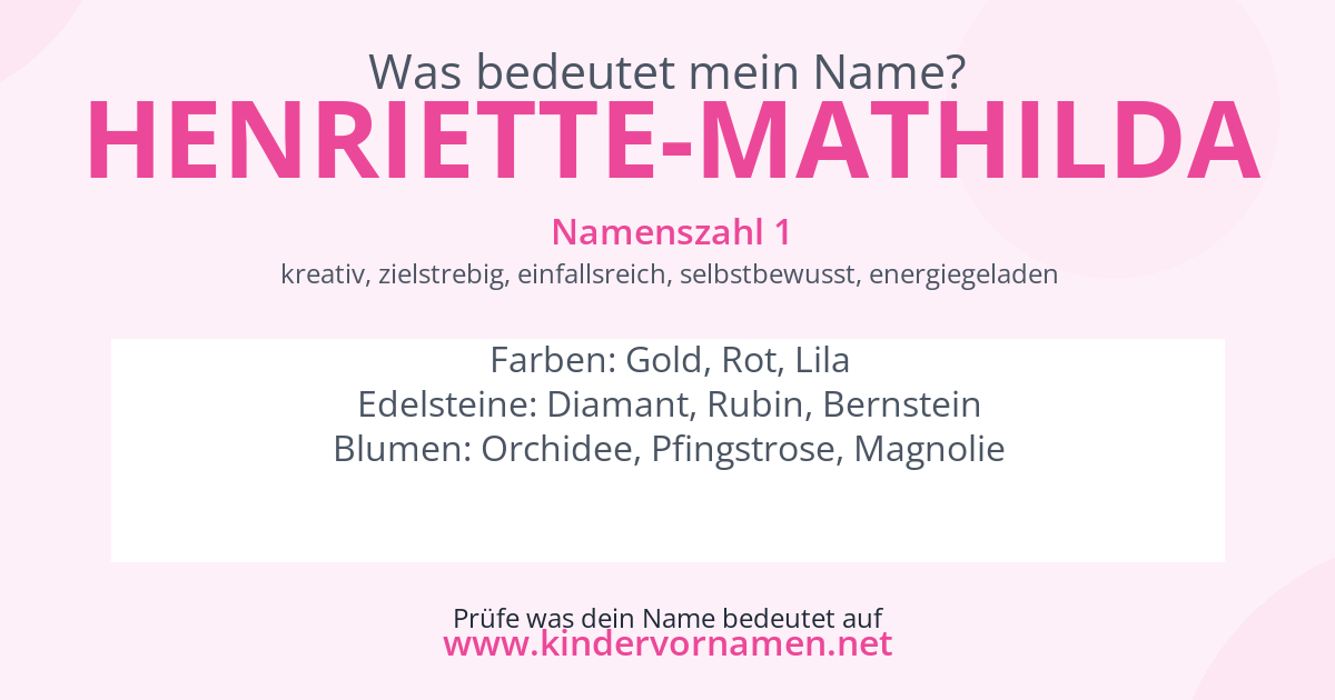 Was bedeutet der Name Henriette-Mathilda?