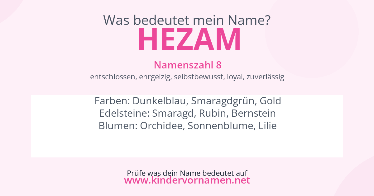 Was bedeutet der Name Hezam?