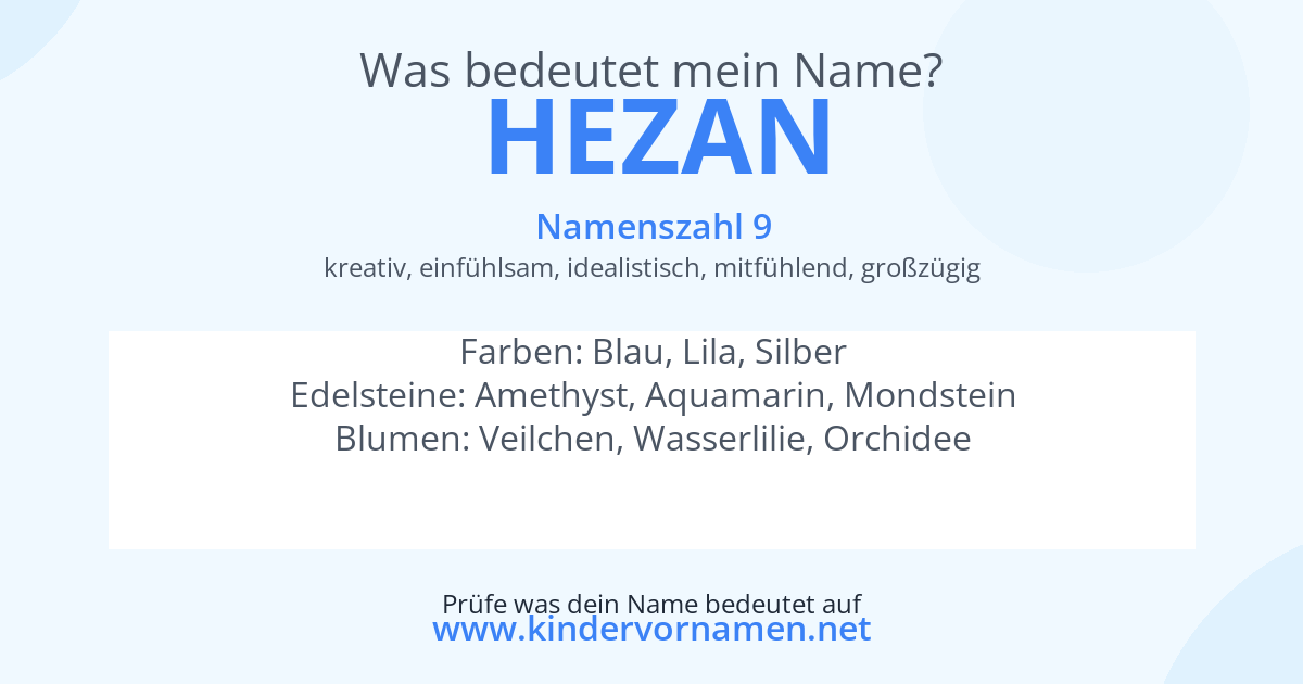 Was bedeutet der Name Hezan?