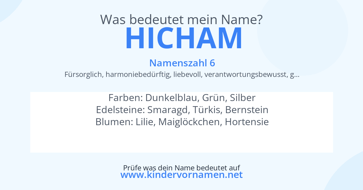 Was bedeutet der Name Hicham?