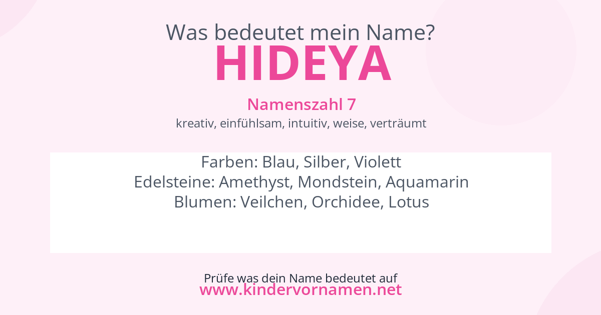 Was bedeutet der Name Hideya?