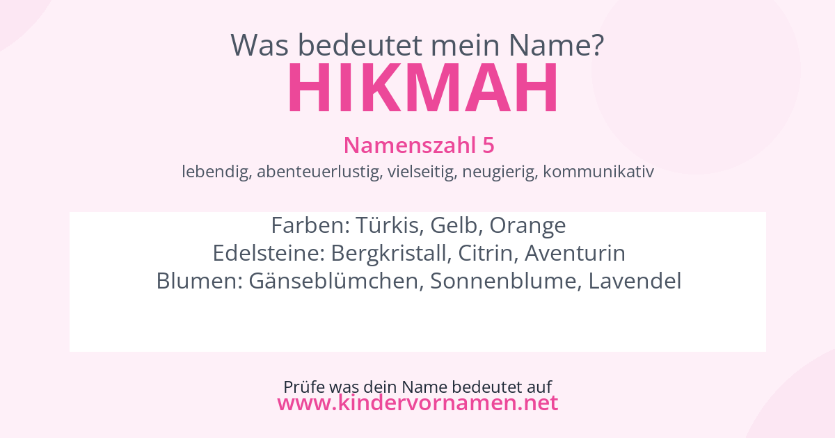 Was bedeutet der Name Hikmah?