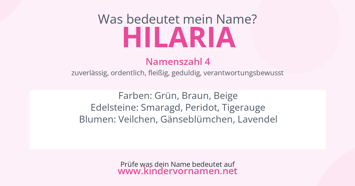 Was bedeutet der Name Hilaria?