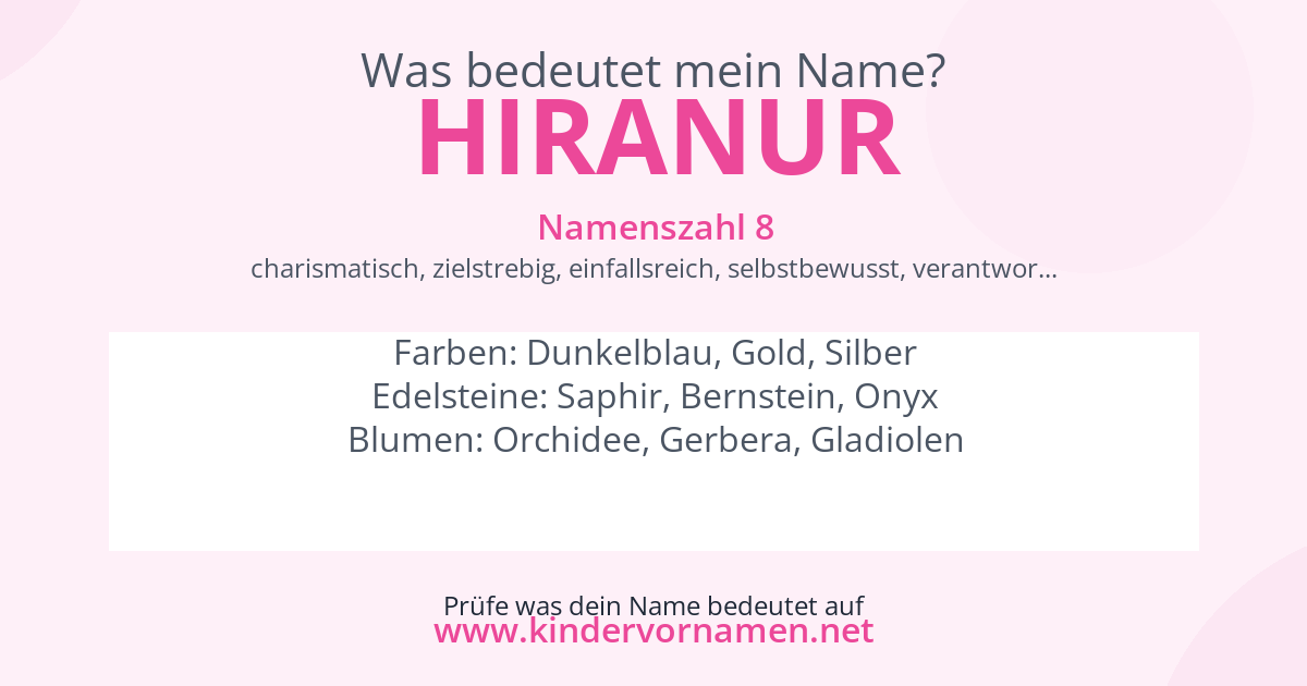 Was bedeutet der Name Hiranur?