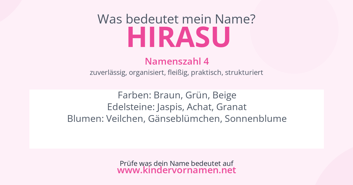 Was bedeutet der Name Hirasu?