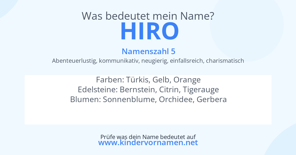 Was bedeutet der Name Hiro?