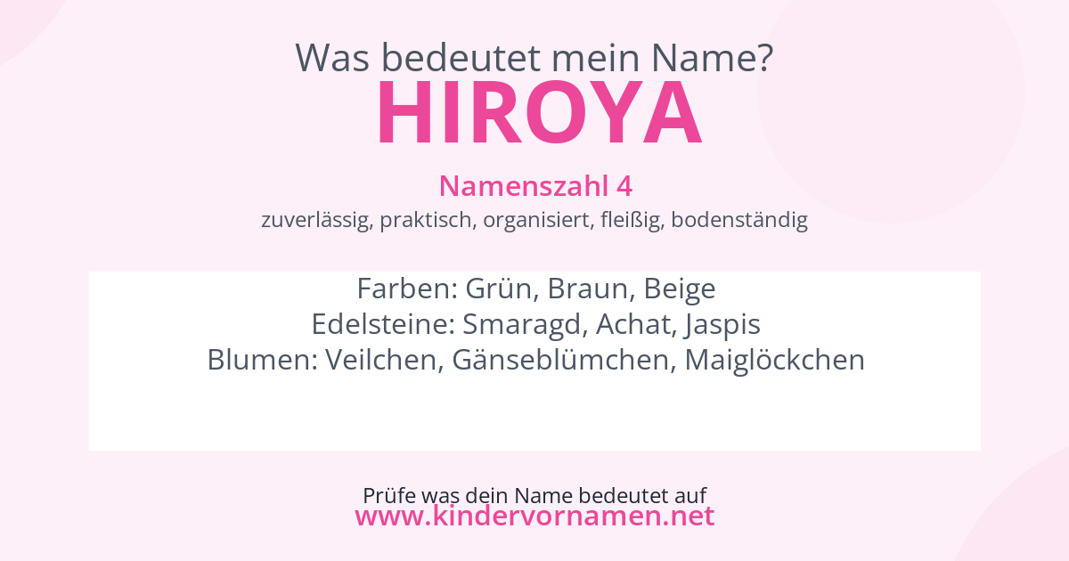 Was bedeutet der Name Hiroya?