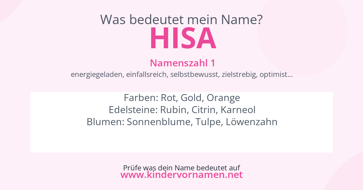 Was bedeutet der Name Hisa?