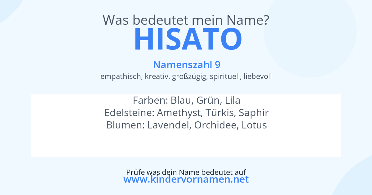 Was bedeutet der Name Hisato?