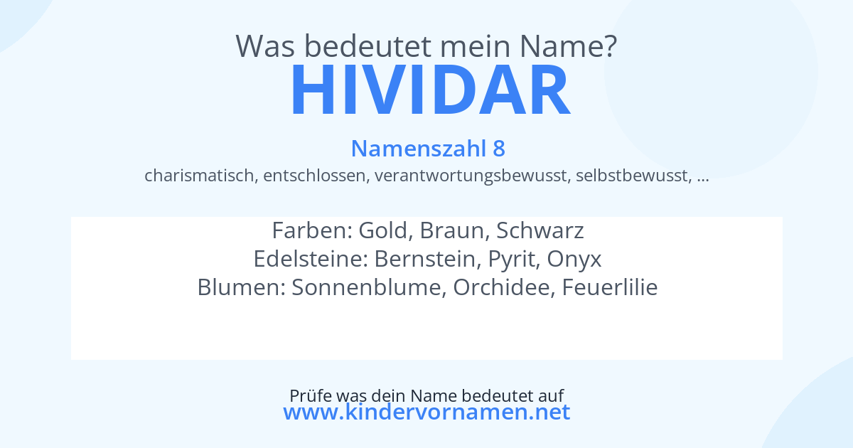 Was bedeutet der Name Hividar?