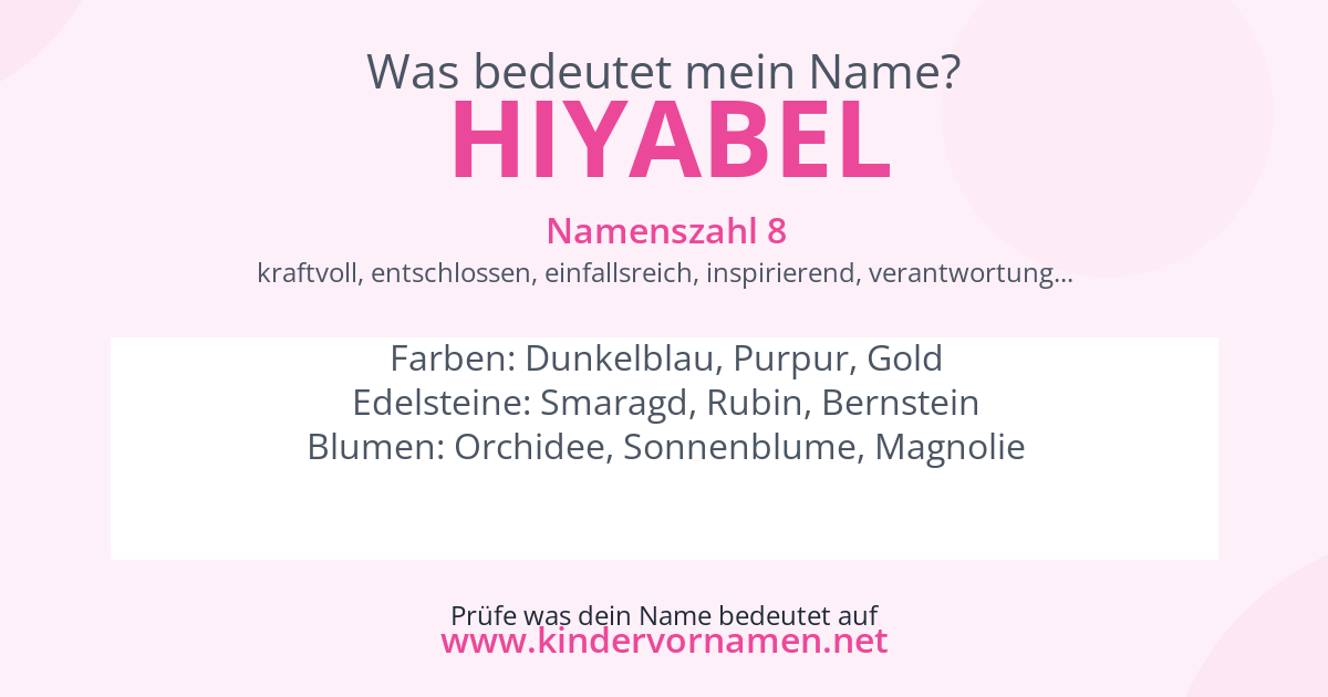 Was bedeutet der Name Hiyabel?