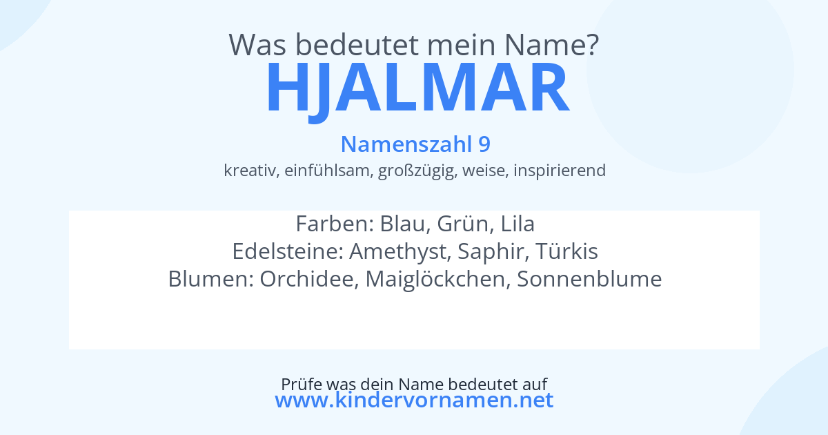 Was bedeutet der Name Hjalmar?