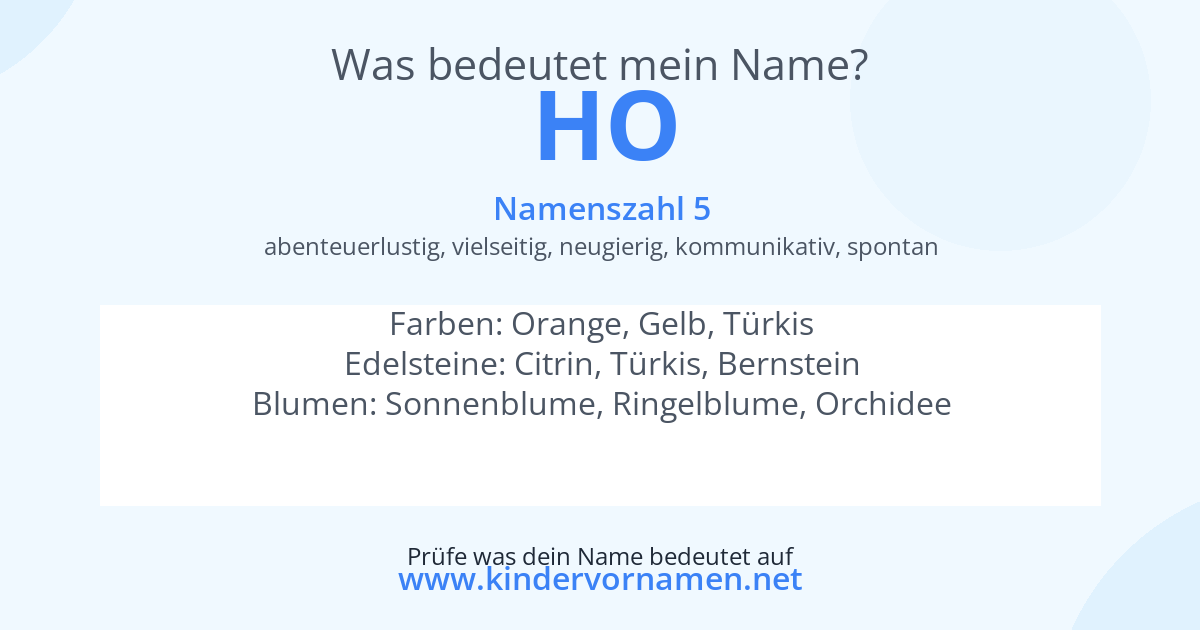 Was bedeutet der Name Ho?