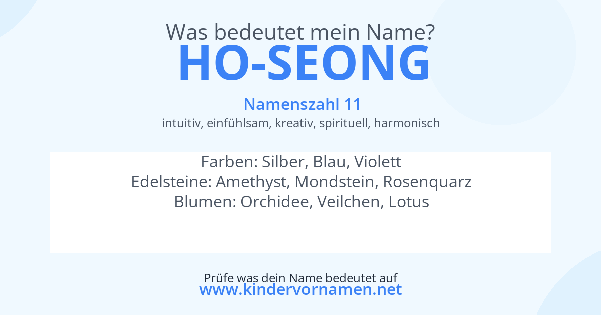 Was bedeutet der Name Ho-Seong?
