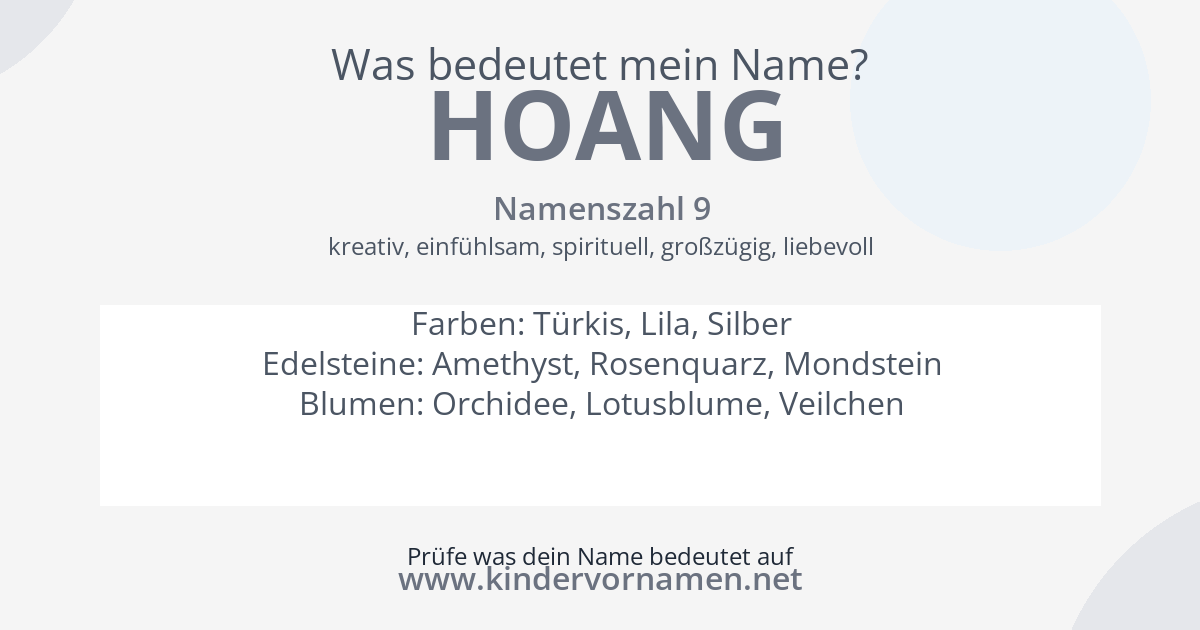Was bedeutet der Name Hoang?