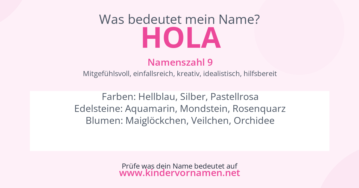 Was bedeutet der Name Hola?