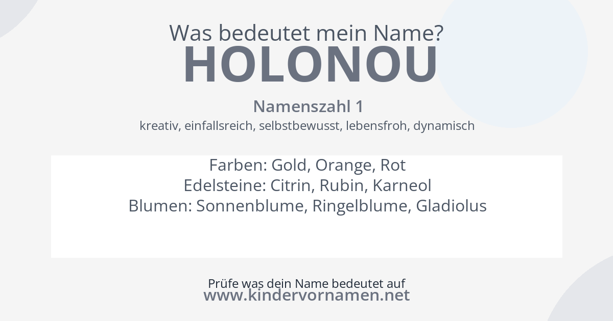 Was bedeutet der Name Holonou?