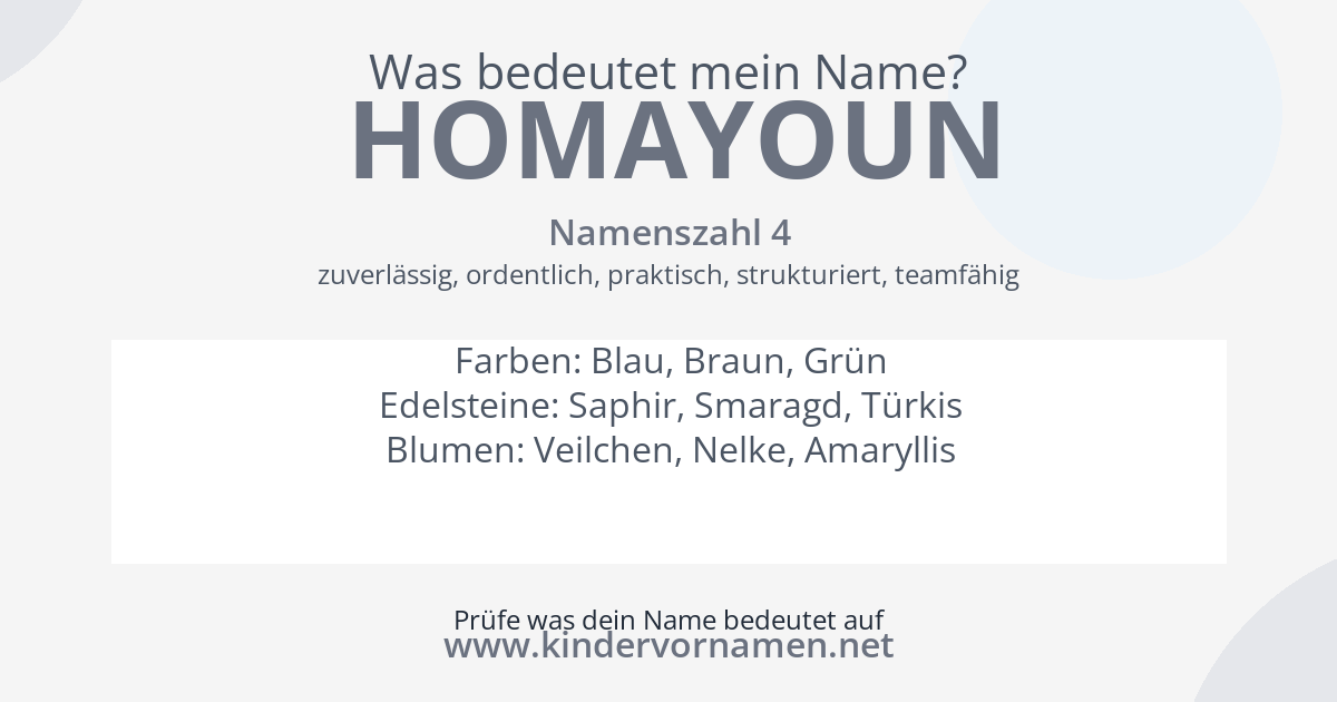 Was bedeutet der Name Homayoun?
