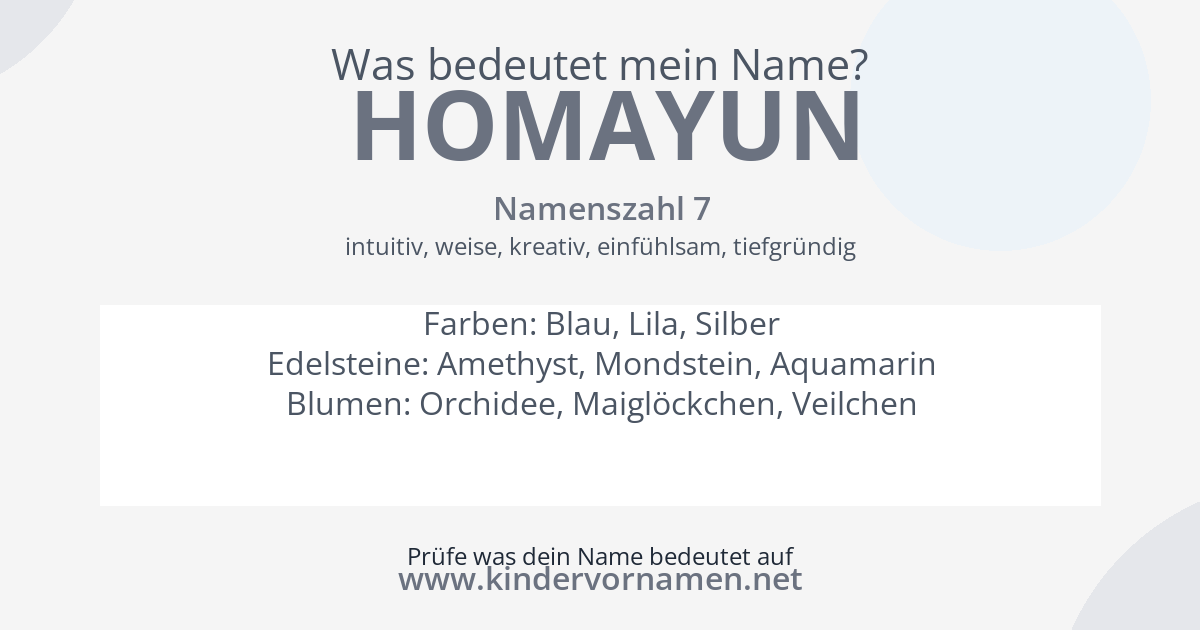 Was bedeutet der Name Homayun?