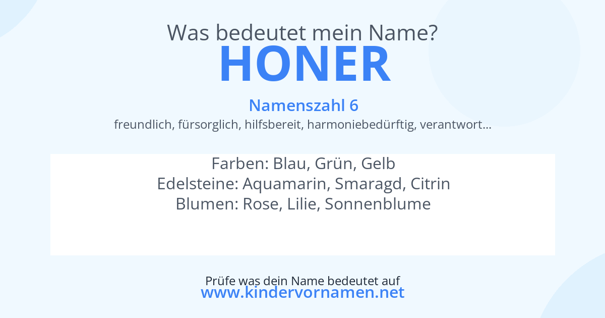 Was bedeutet der Name Honer?