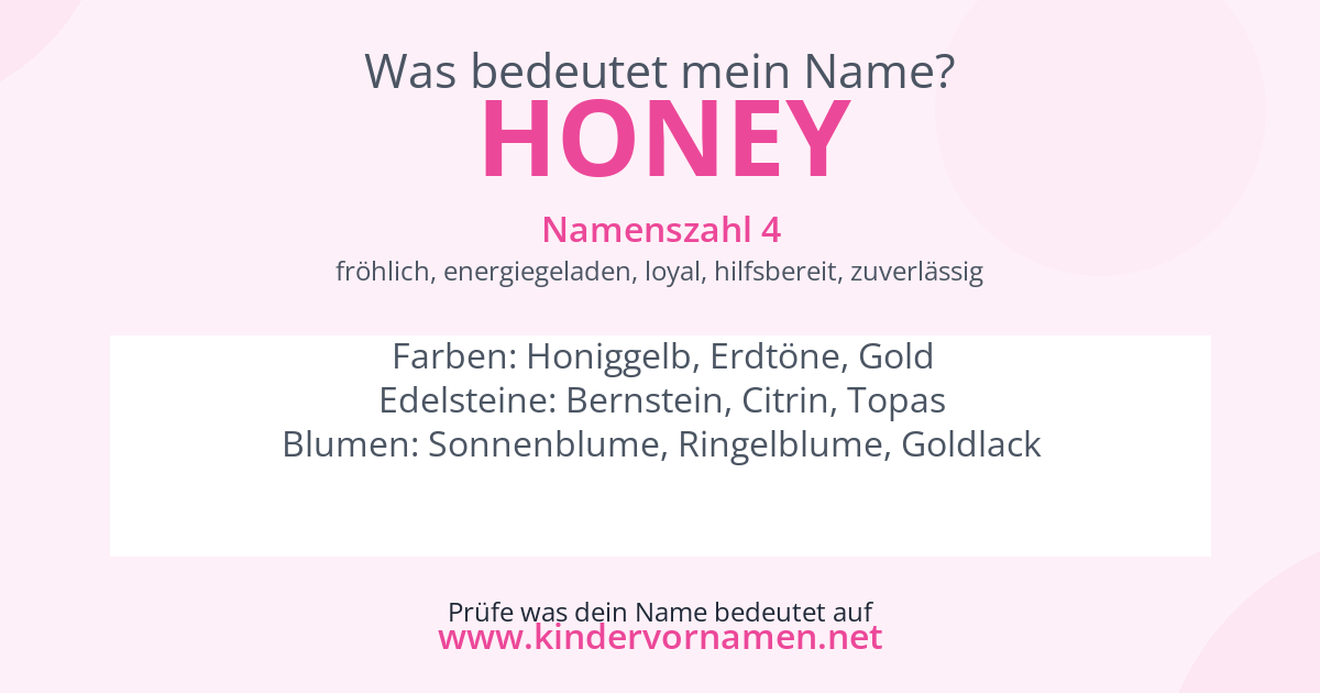 Was bedeutet der Name Honey?