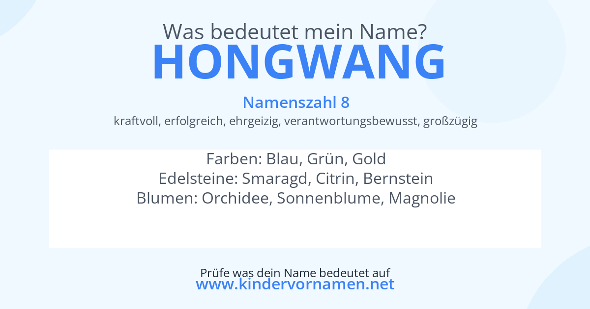 Was bedeutet der Name Hongwang?