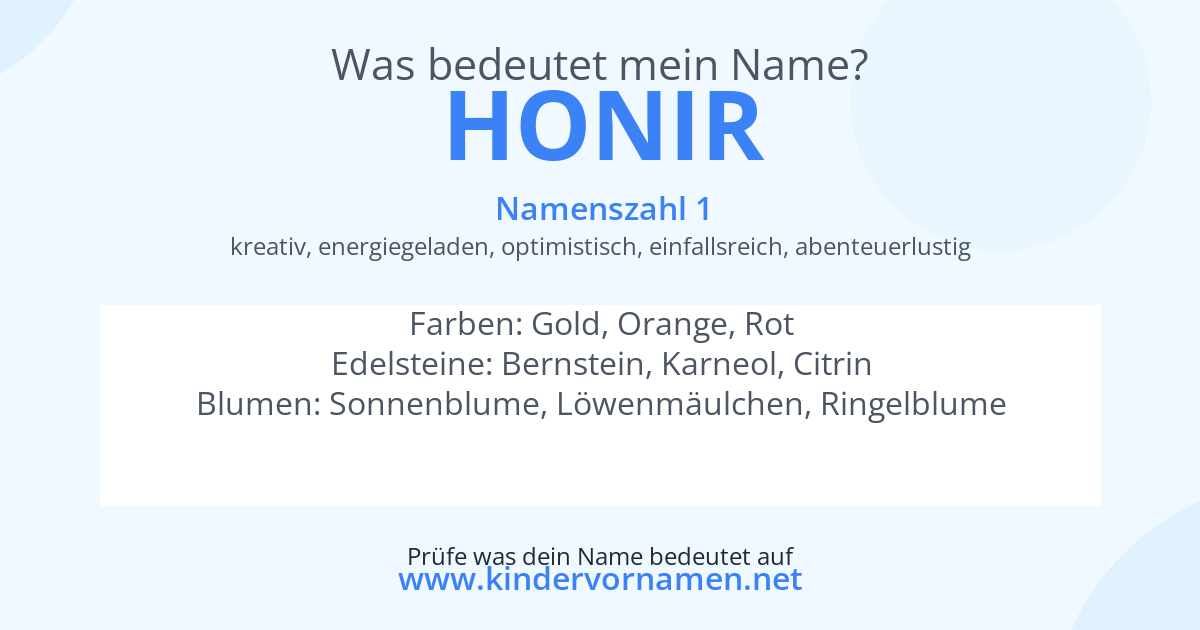 Was bedeutet der Name Honir?
