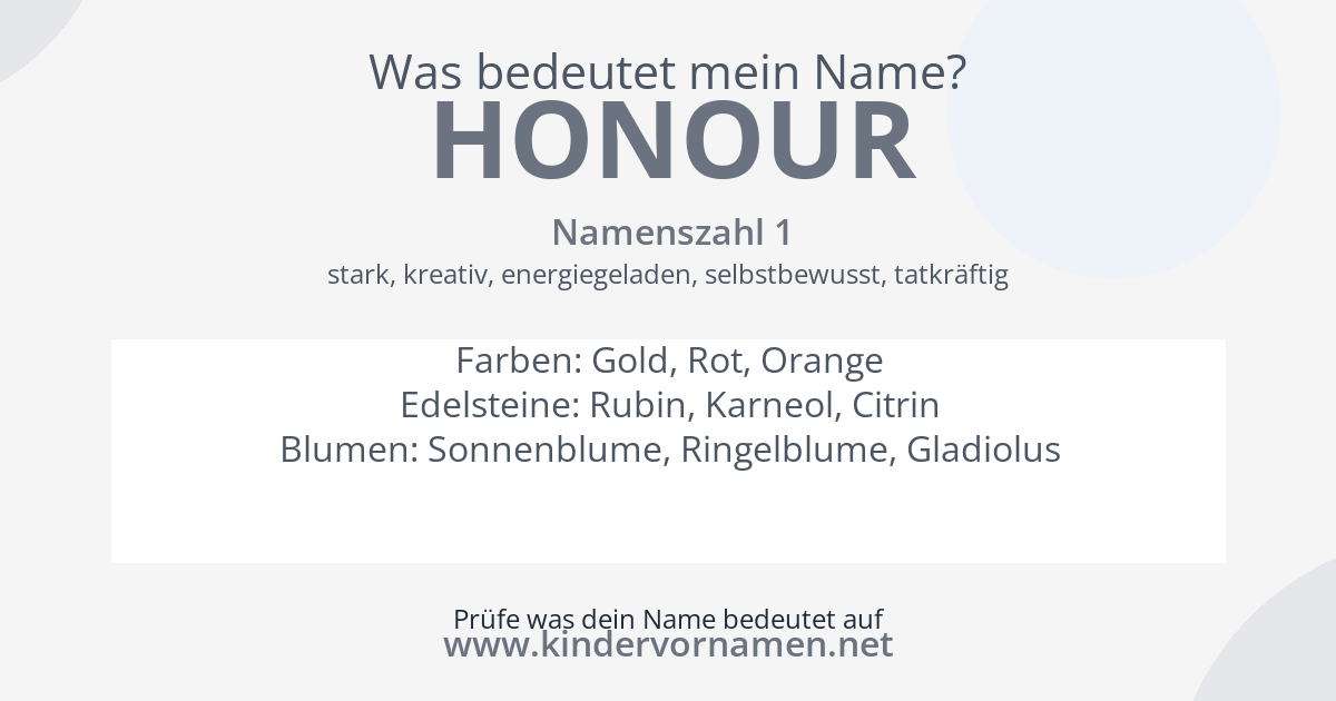 Was bedeutet der Name Honour?