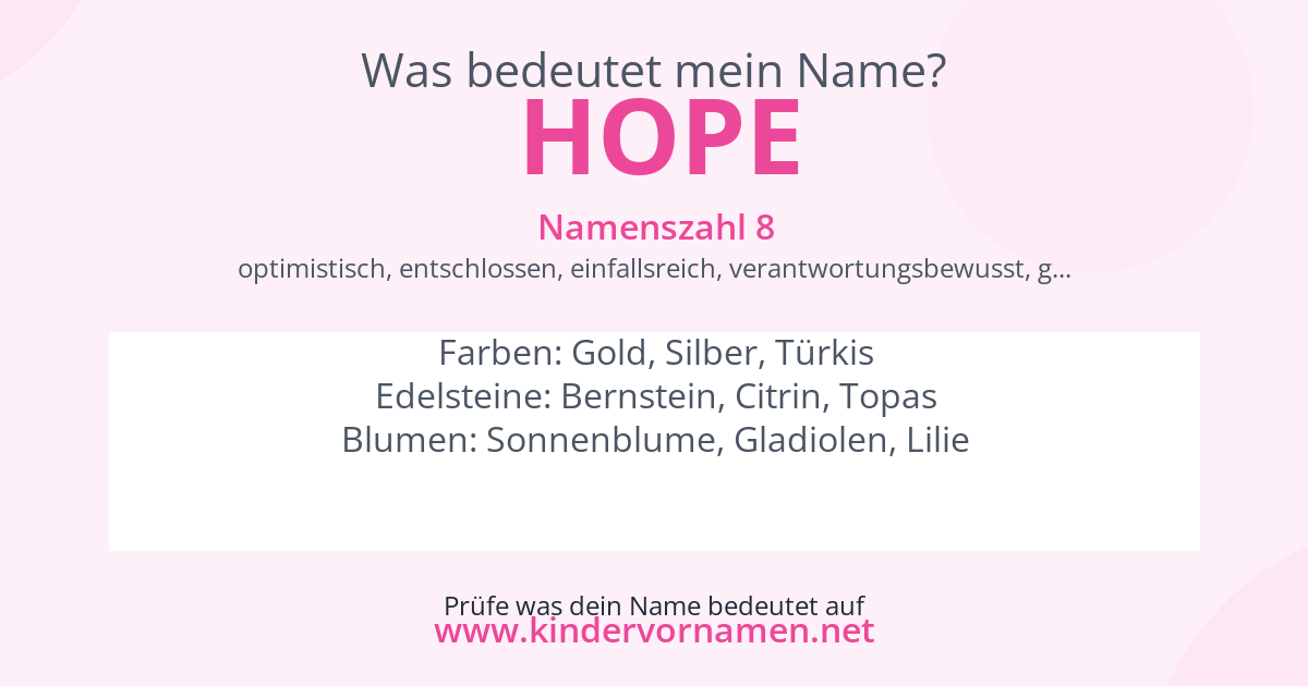 Was bedeutet der Name Hope?