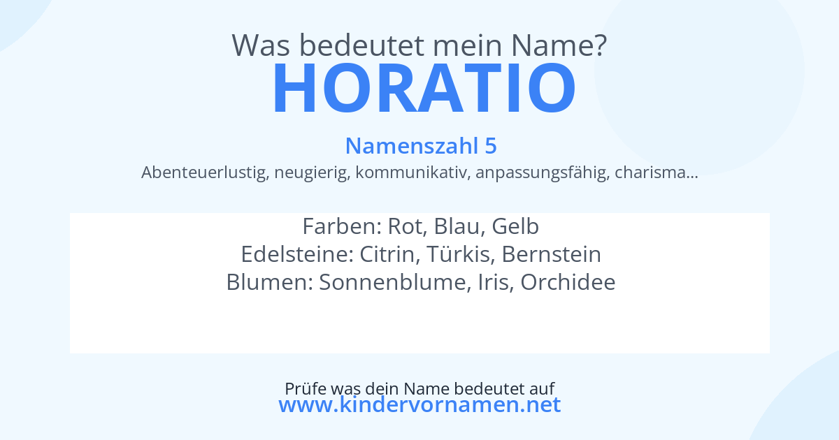 Was bedeutet der Name Horatio?