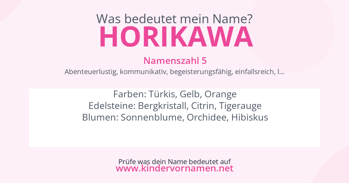 Was bedeutet der Name Horikawa?