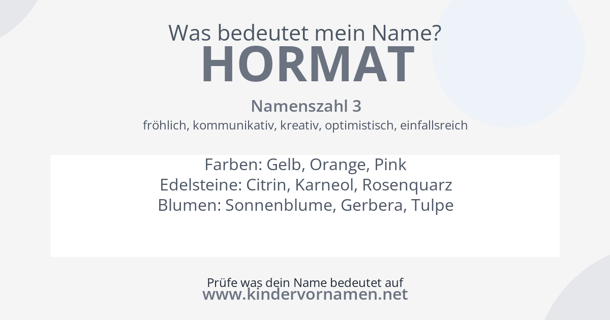 Was bedeutet der Name Hormat?