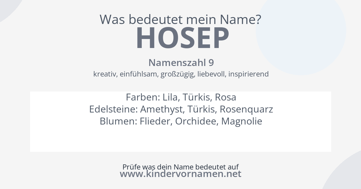 Was bedeutet der Name Hosep?