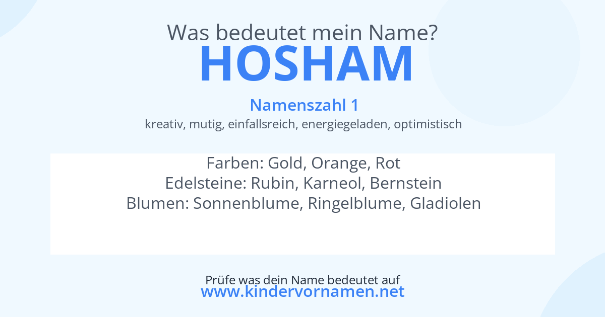 Was bedeutet der Name Hosham?