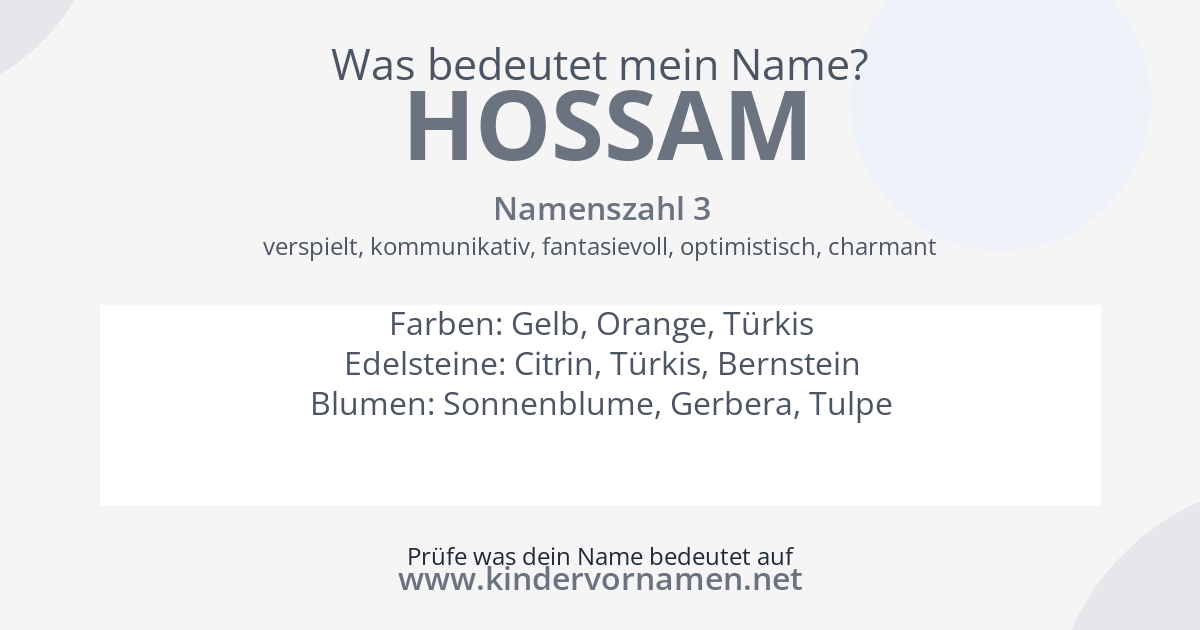 Was bedeutet der Name Hossam?