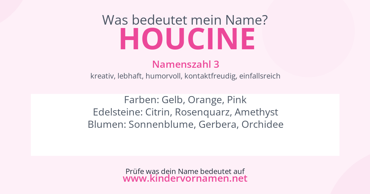 Was bedeutet der Name Houcine?